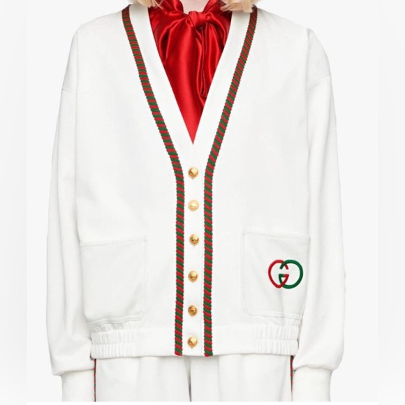 NWT Gucci GG Technical Jersey Cardigan in White - Picture 6 of 16